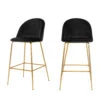 LAUSANNE Lot De 2 Chaises De Bar En Velours Et Pieds Dorés -Meubles Soldes Magasin lot 2 chaises bar velours pieds dores house nordic lausanne