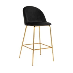LAUSANNE Lot De 2 Chaises De Bar En Velours Et Pieds Dorés -Meubles Soldes Magasin lot 2 chaises bar velours pieds dores house nordic lausanne 2