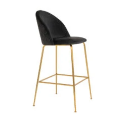 LAUSANNE Lot De 2 Chaises De Bar En Velours Et Pieds Dorés -Meubles Soldes Magasin lot 2 chaises bar velours pieds dores house nordic lausanne 3