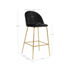 LAUSANNE Lot De 2 Chaises De Bar En Velours Et Pieds Dorés -Meubles Soldes Magasin lot 2 chaises bar velours pieds dores house nordic lausanne 5
