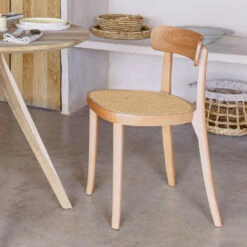 ROMANE Lot De 2 Chaises Bistrot En Bois Massif Et Rotin