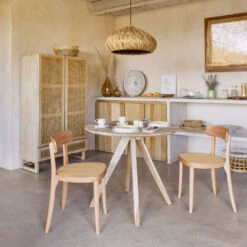 ROMANE Lot De 2 Chaises Bistrot En Bois Massif Et Rotin -Meubles Soldes Magasin lot 2 chaises bistrot bois massif rotin kave home romane 8