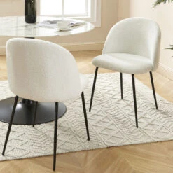 AIMÉE Lot De 2 Chaises En Tissu Bouclette Et Métal