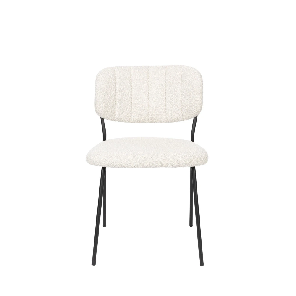 JOLIEN Lot De 2 Chaises En Tissu Bouclette Et Métal Pieds Noirs 4 JOLIEN Lot De 2 Chaises En Tissu Bouclette Et Métal Pieds Noirs – Image 3