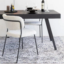 JOLIEN Lot De 2 Chaises En Tissu Bouclette Et Métal Pieds Noirs