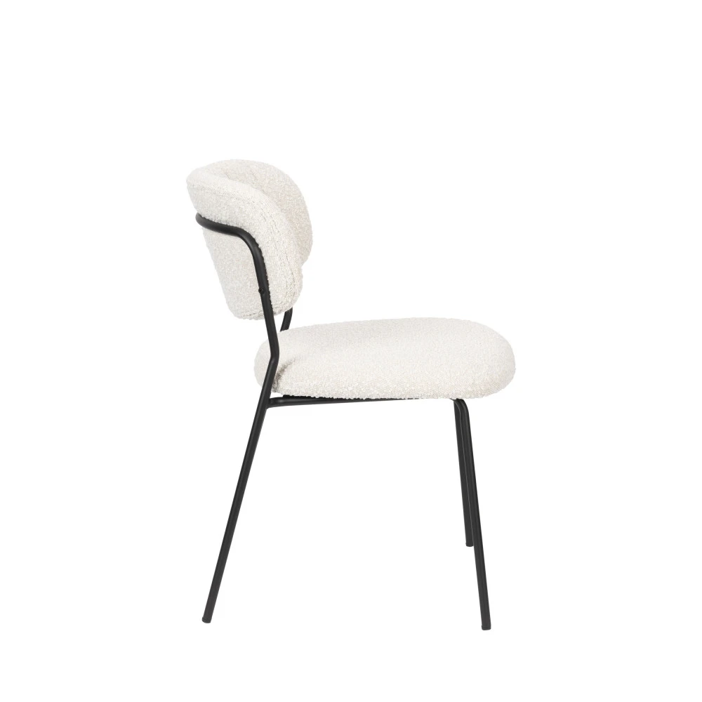 JOLIEN Lot De 2 Chaises En Tissu Bouclette Et Métal Pieds Noirs 6 JOLIEN Lot De 2 Chaises En Tissu Bouclette Et Métal Pieds Noirs – Image 5