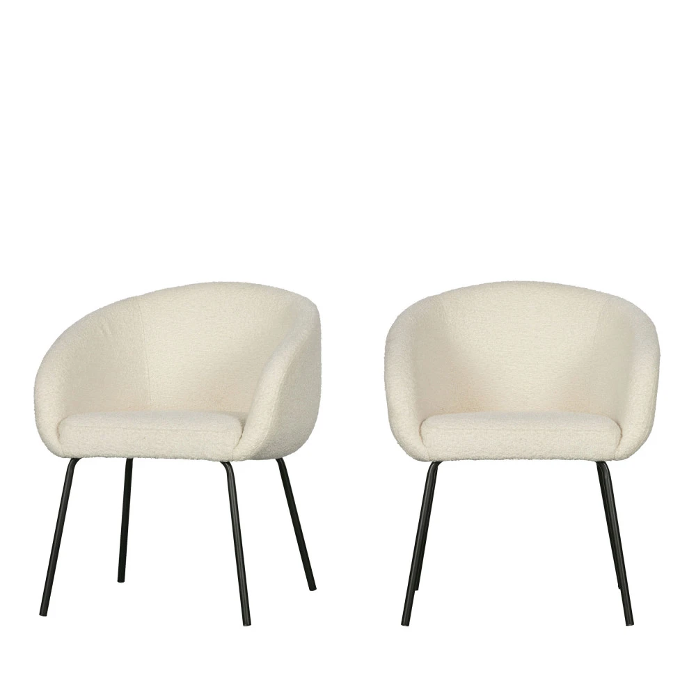 NOELLE Lot De 2 Chaises En Tissu Bouclette Et Métal 3 NOELLE Lot De 2 Chaises En Tissu Bouclette Et Métal