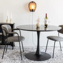 JOLIEN Lot De 2 Chaises En Tissu Et Métal Pieds Noirs