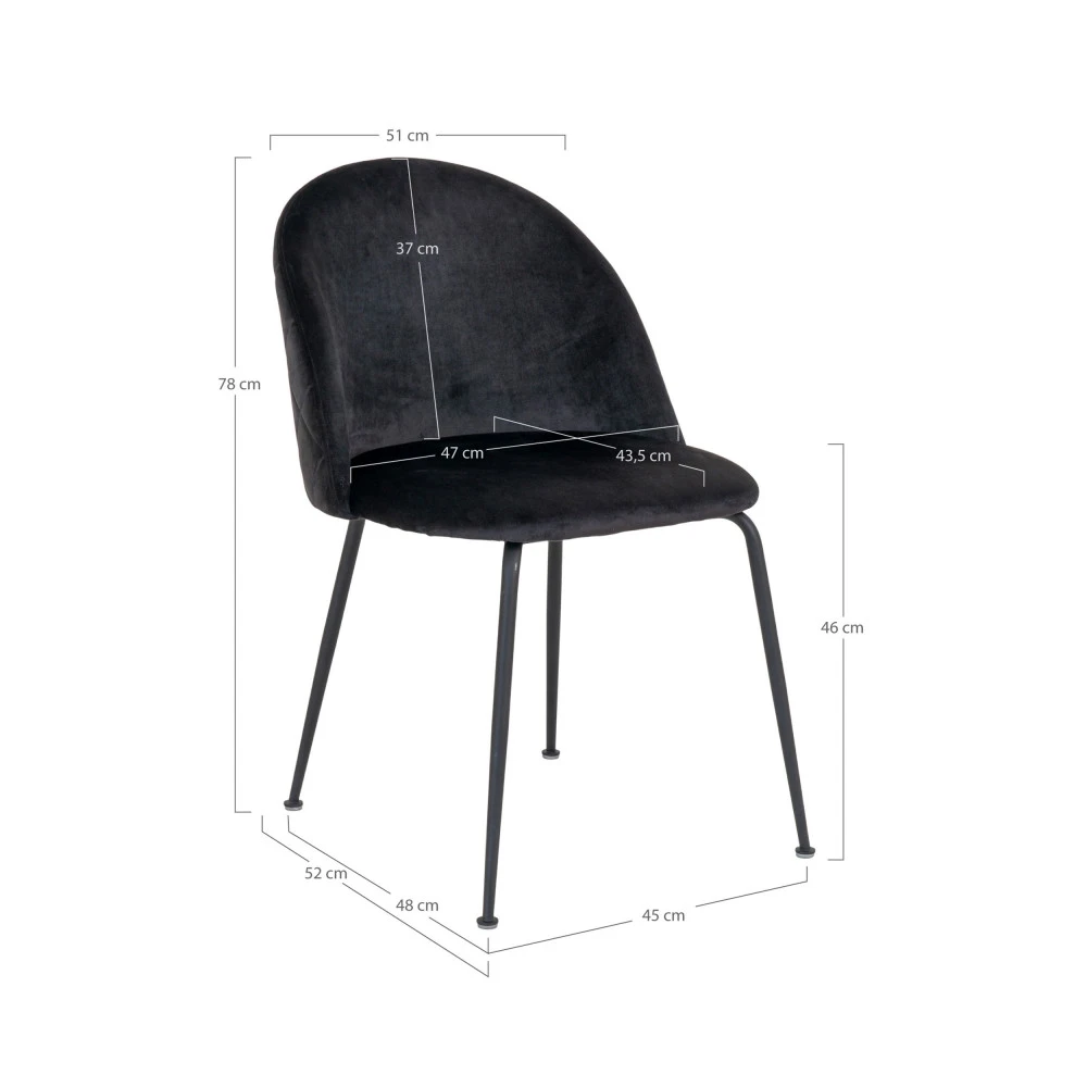 GENEVE Lot De 2 Chaises En Velours Et Métal 8 GENEVE Lot De 2 Chaises En Velours Et Métal – Image 6