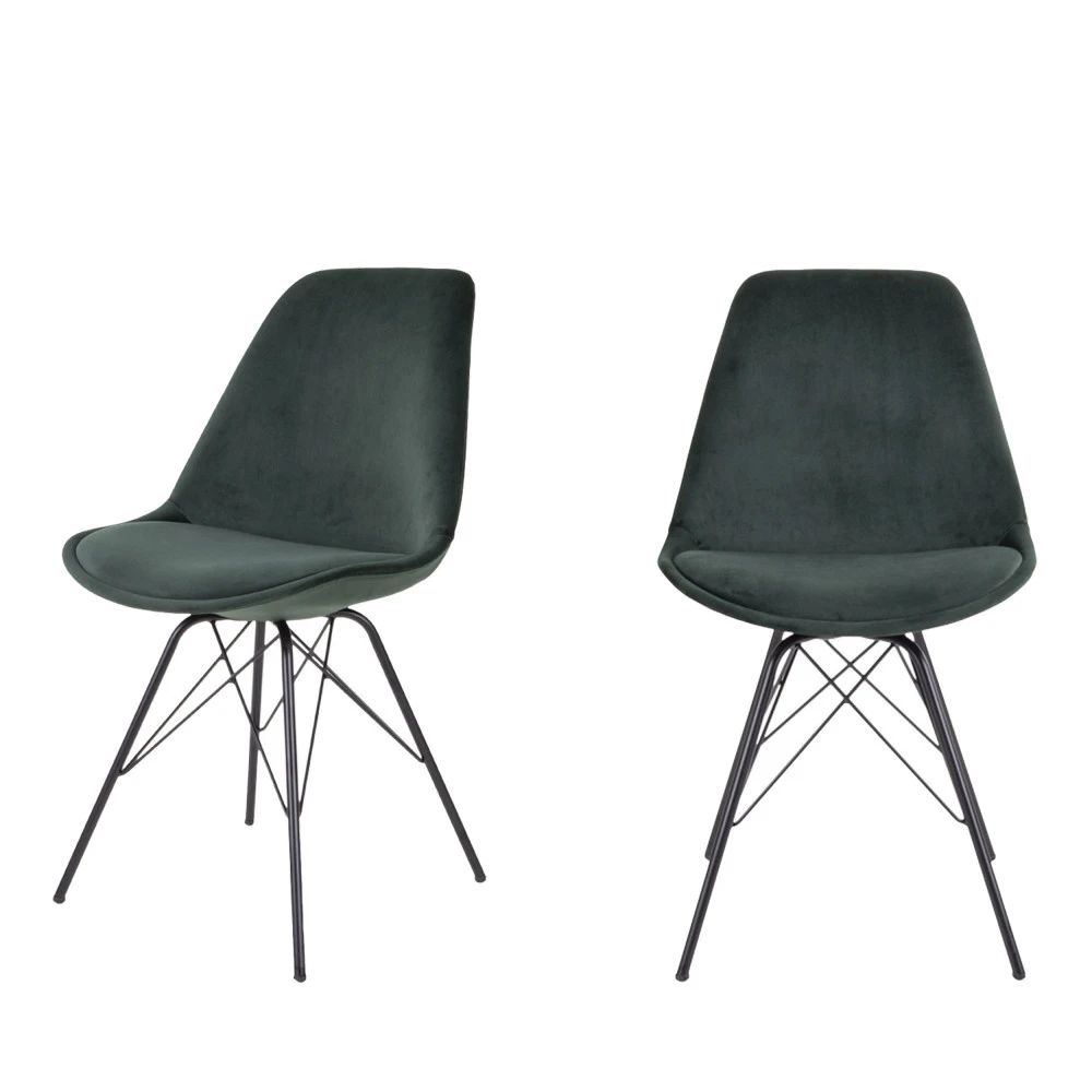 OSLO Lot De 2 Chaises En Velours Et Métal 4 OSLO Lot De 2 Chaises En Velours Et Métal – Image 2