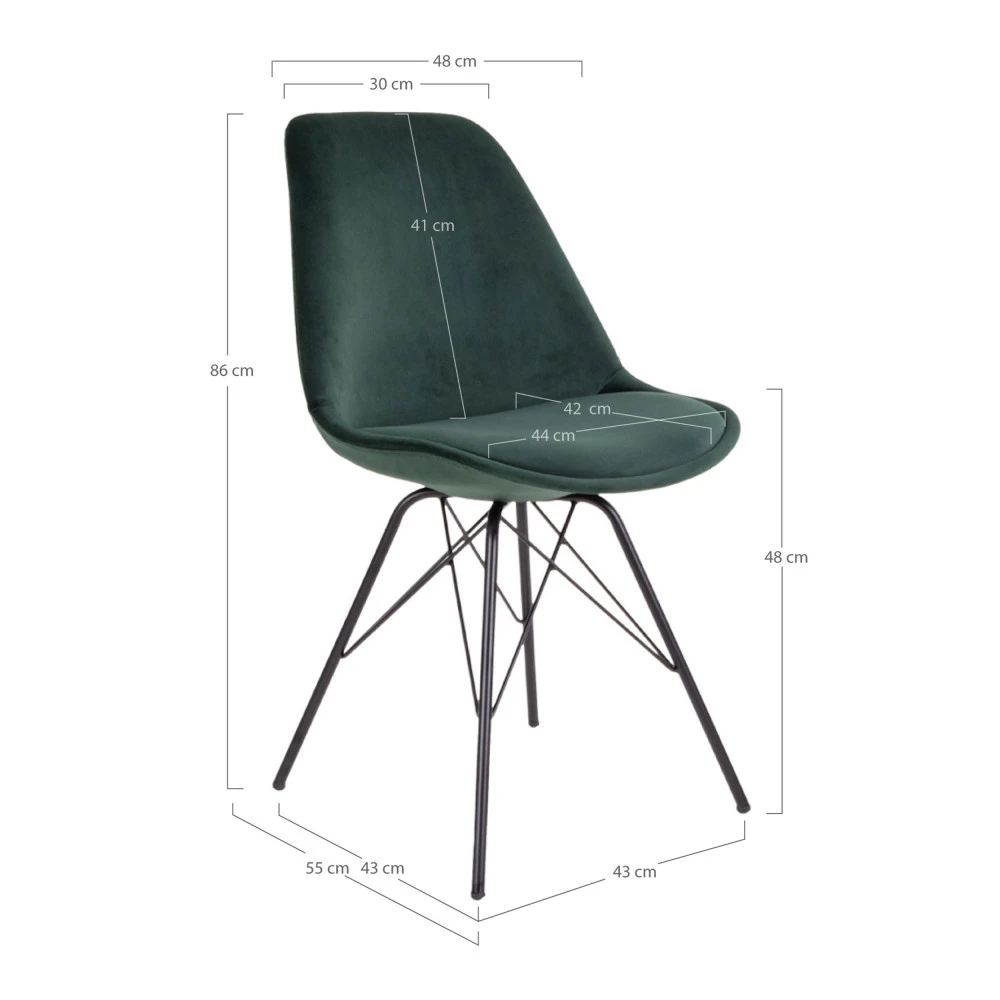 OSLO Lot De 2 Chaises En Velours Et Métal 12 OSLO Lot De 2 Chaises En Velours Et Métal – Image 10