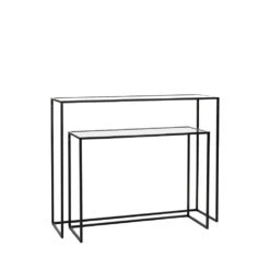 ESZENTIAL Lot De 2 Consoles En Verre Et Métal -Meubles Soldes Magasin lot 2 consoles verre metal eszential pomax 1