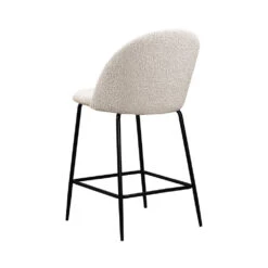 VITIKKO Lot 2 Fauteuils De Bar 65cm En Tissu Bouclette Et Pieds Noirs -Meubles Soldes Magasin lot 2 fauteuils bar 65cm tissu bouclette pieds noirs drawer vitikko 2