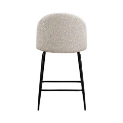 VITIKKO Lot 2 Fauteuils De Bar 65cm En Tissu Bouclette Et Pieds Noirs -Meubles Soldes Magasin lot 2 fauteuils bar 65cm tissu bouclette pieds noirs drawer vitikko 3