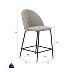 VITIKKO Lot 2 Fauteuils De Bar 65cm En Tissu Bouclette Et Pieds Noirs -Meubles Soldes Magasin lot 2 fauteuils bar 65cm tissu bouclette pieds noirs drawer vitikko 5