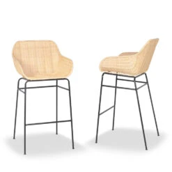 SOMBA Lot De 2 Fauteuils De Bar En Rotin Tressé 67cm -Meubles Soldes Magasin lot 2 fauteuils bar rotin tresse 67cm drawer somba 6