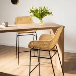 SOMBA Lot De 2 Fauteuils De Bar En Rotin Tressé 75cm