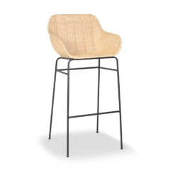 SOMBA Lot De 2 Fauteuils De Bar En Rotin Tressé 75cm -Meubles Soldes Magasin lot 2 fauteuils bar rotin tresse 75cm drawer somba 3