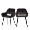JELLE Lot De 2 Fauteuils De Table En Velours -Meubles Soldes Magasin lot 2 fauteuils design jelle