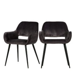 JELLE Lot De 2 Fauteuils De Table En Velours