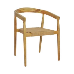 BURI Lot De 2 Fauteuils De Table En Teck Et Corde Tressé -Meubles Soldes Magasin lot 2 fauteuils table teck corde tresse drawer buri 3