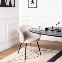 CALABRA Lot De 2 Fauteuils De Table En Tissu Et Métal