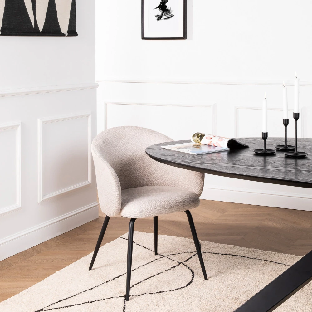 CALABRA Lot De 2 Fauteuils De Table En Tissu Et Métal 3 CALABRA Lot De 2 Fauteuils De Table En Tissu Et Métal