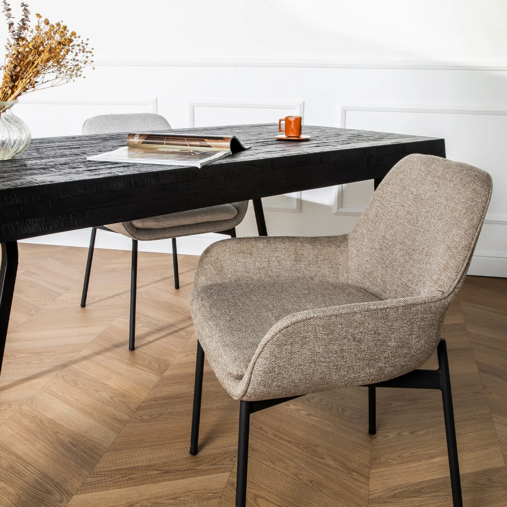 HAAS Lot De 2 Fauteuils De Table En Tissu Et Métal 3 HAAS Lot De 2 Fauteuils De Table En Tissu Et Métal