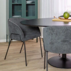 BUD Lot De 2 Fauteuils De Table En Tissu Et Métal