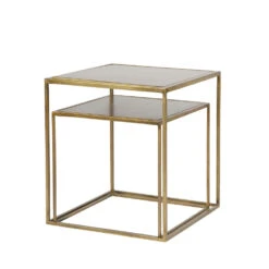 AES 2 Tables Basses Gigognes Effet Laiton -Meubles Soldes Magasin lot 2 tables basses gigognes laiton aes 4