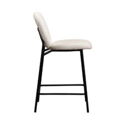 DALBY Lot De 2 Tabourets De Bar En Tissu Bouclette Et Métal 65cm -Meubles Soldes Magasin lot 2 tabourets bar tissu bouclette metal 65cm drawer dalby 2