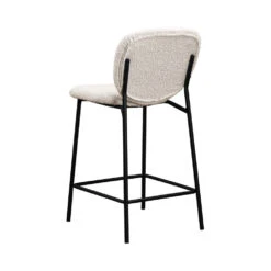 DALBY Lot De 2 Tabourets De Bar En Tissu Bouclette Et Métal 65cm -Meubles Soldes Magasin lot 2 tabourets bar tissu bouclette metal 65cm drawer dalby 3