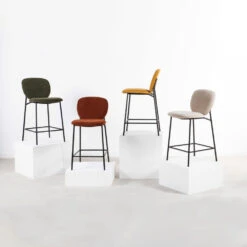 DALBY Lot De 2 Tabourets De Bar En Tissu Et Métal 65cm -Meubles Soldes Magasin lot 2 tabourets bar tissu metal 65cm drawer dalby 6