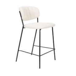 JOLIEN Lot De 2 Tabourets En Tissu Bouclette Pieds Noirs 65cm -Meubles Soldes Magasin lot 2 tabourets tissu bouclette pieds noirs 65cm jolien 3