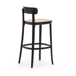 ROMANE Lot De 2 Chaises De Bar Bistrot En Bois Massif Et Rotin H75cm -Meubles Soldes Magasin lot de 2 chaises de bar bistrot bois massif rotin h75cm romane kave home 3