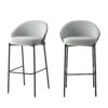 CANELAS Lot De 2 Chaises De Bar En Tissu Et Métal 76,5cm -Meubles Soldes Magasin lot de 2 chaises de bar tissu metal 76cm house nordic canelas
