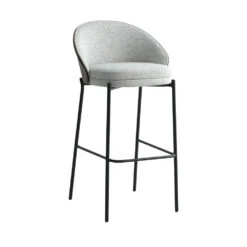 CANELAS Lot De 2 Chaises De Bar En Tissu Et Métal 76,5cm -Meubles Soldes Magasin lot de 2 chaises de bar tissu metal 76cm house nordic canelas 2