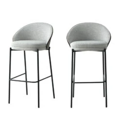 CANELAS Lot De 2 Chaises De Bar En Tissu Et Métal 76,5cm