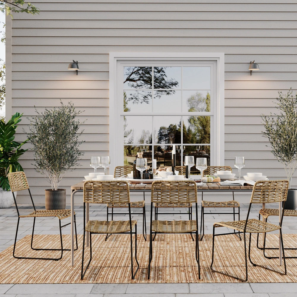 EVA Lot De 2 Chaises De Jardin En Métal Et Résine Tressée 3 EVA Lot De 2 Chaises De Jardin En Métal Et Résine Tressée