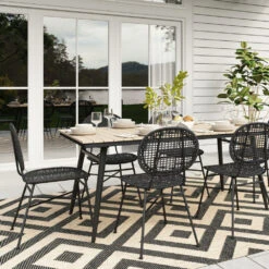 MADS Lot De 2 Chaises De Jardin En Métal Et Résine Tressée