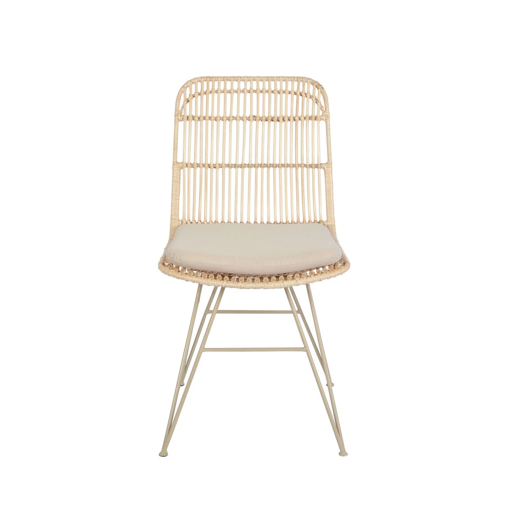 UYUNI Lot De 2 Chaises Design En Rotin Pieds Beiges 5 UYUNI Lot De 2 Chaises Design En Rotin Pieds Beiges – Image 3