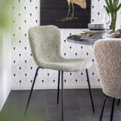 SKIP Lot De 2 Chaises En Tissu Bouclette Et Métal