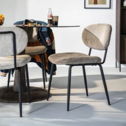 COSMO Lot De 2 Chaises En Velours Côtelé Et Métal