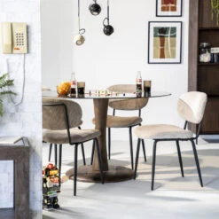 COSMO Lot De 2 Chaises En Velours Côtelé Et Métal -Meubles Soldes Magasin lot de 2 chaises en velours cotele et metal by boo cosmo 8