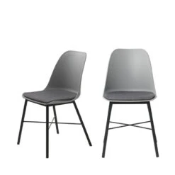 CURVI Lot De 2 Chaises En Plastique Et Métal