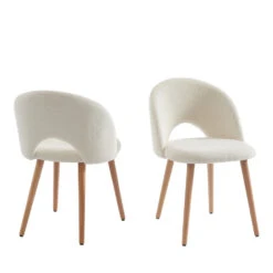 BRATINA Lot De 2 Chaises En Tissu Bouclette -Meubles Soldes Magasin lot de 2 chaises tissu bouclette bratina 2