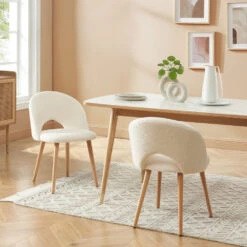 BRATINA Lot De 2 Chaises En Tissu Bouclette