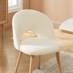 BRATINA Lot De 2 Chaises En Tissu Bouclette -Meubles Soldes Magasin lot de 2 chaises tissu bouclette bratina 5