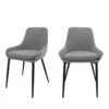 LIV Lot De 2 Chaises En Tissu Bouclette Et Métal -Meubles Soldes Magasin lot de 2 chaises tissu bouclette metal tenzo liv