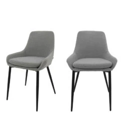 LIV Lot De 2 Chaises En Tissu Bouclette Et Métal